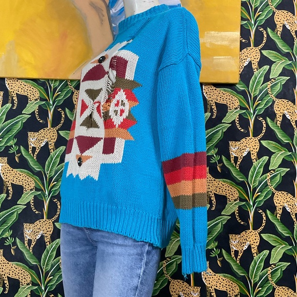 SOLD Grungy vintage southwestern knit pullover sweater OSFM - Picture 6 of 12